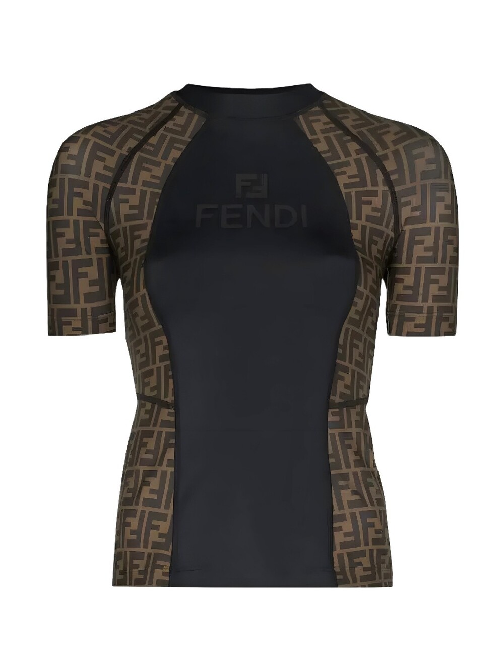 Fendi FF-motif Performance T- Shirt Size Tabacco/Black 36 NWT